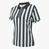 TS26J-007 Women's 14 Zip Polo Collar Black White Vertical Stripe Short Sleeve Quick Dry Referee Uniform Shirt