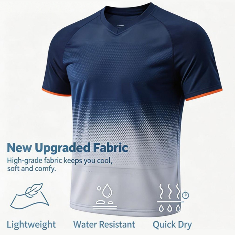 TS26J-012 100% Polyester Mesh Short Sleeve Men V Neck High Neck American Football Jersey with 4 Way Stretch