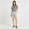 TS26J-007 Women's 14 Zip Polo Collar Black White Vertical Stripe Short Sleeve Quick Dry Referee Uniform Shirt