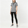 TS26J-007 Women's 14 Zip Polo Collar Black White Vertical Stripe Short Sleeve Quick Dry Referee Uniform Shirt